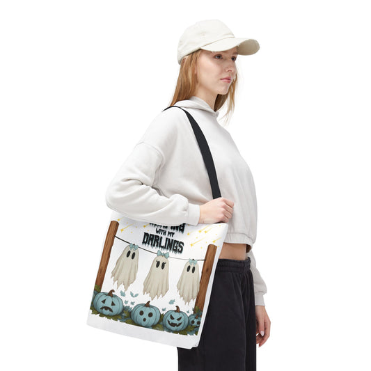 Draping With My Darlings Halloween Tote Bag Spooky Fall Reusable Trick or Treat Gift Bag