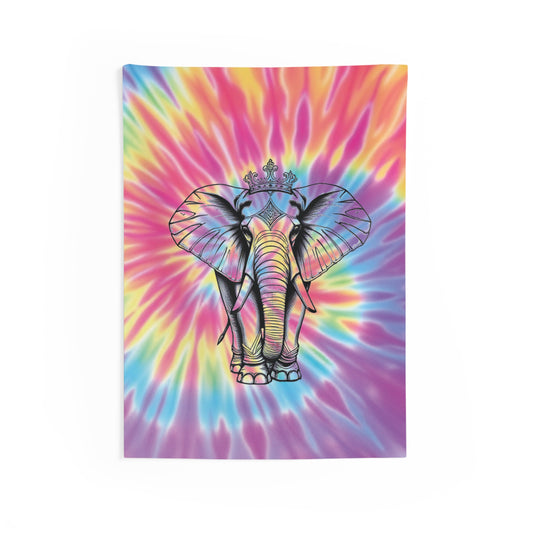 Colorful Elephant Tie-Dye Wall Tapestry, Boho Home Decor, Psychedelic Art, Living Room Wall Hanging, Festival Decorations, Yoga Studio Decor