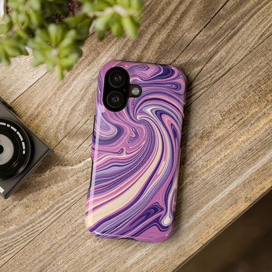 Purple & Pink Paint Swirl Phone Case | Impact-Resistant Artistic Cover for iPhone & Android