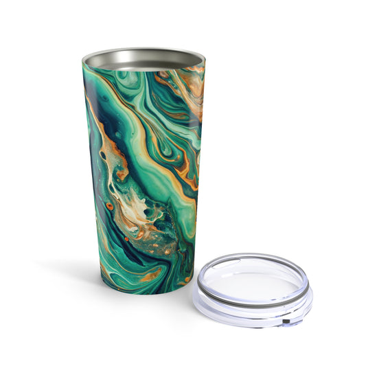 Green Paint Swirl 20oz Tumbler | Artistic Stainless Steel Travel Mug for Coffee, Gifts & Everyday Use