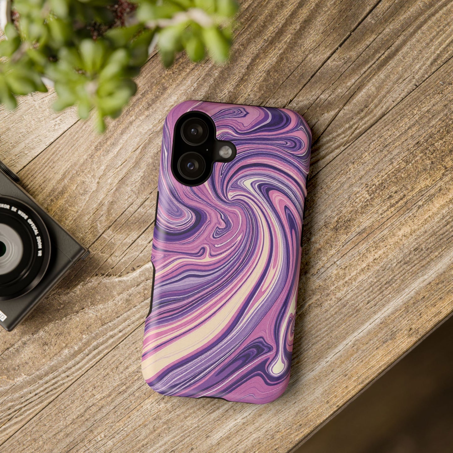 Purple & Pink Paint Swirl Phone Case | Impact-Resistant Artistic Cover for iPhone & Android