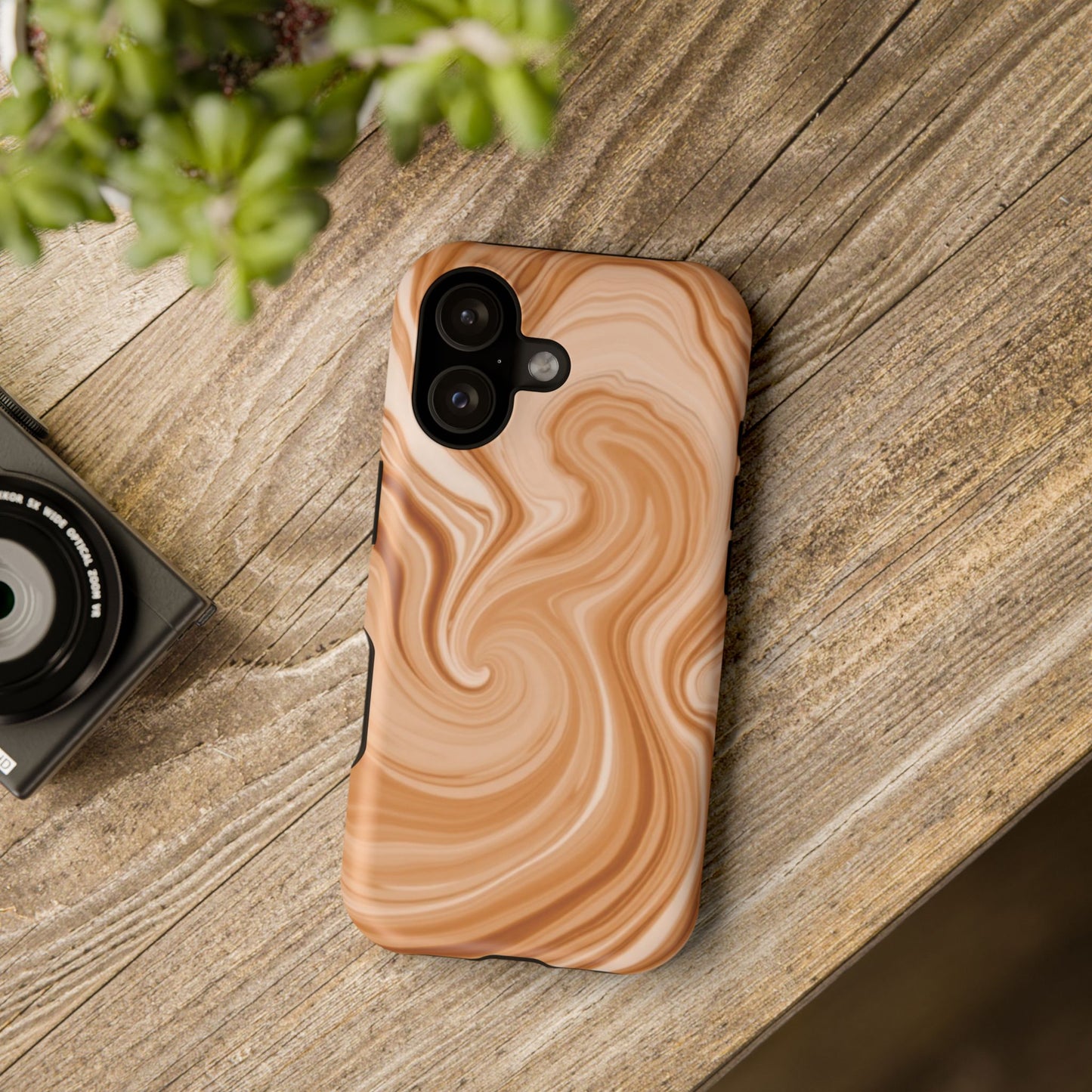 Cream & Sandy Paint Swirl Phone Case | Impact-Resistant Marble Cover for iPhone & Android