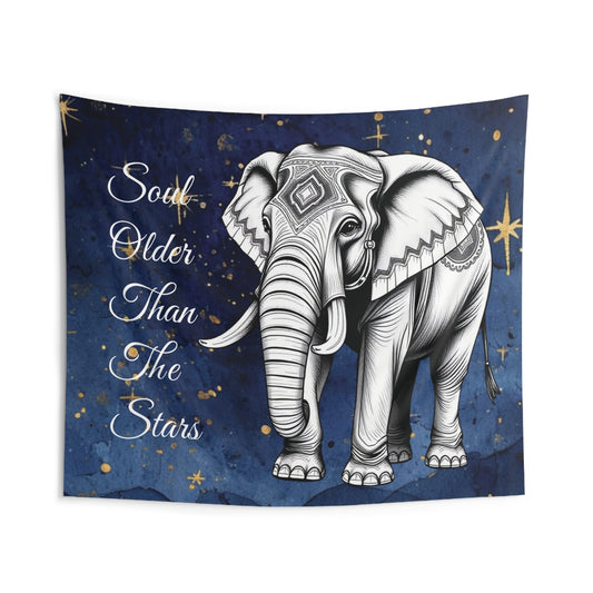 Soul Older Than The Stars Elephant Tapestry | Serene Boho Wall Art & Nature-Inspired Decor