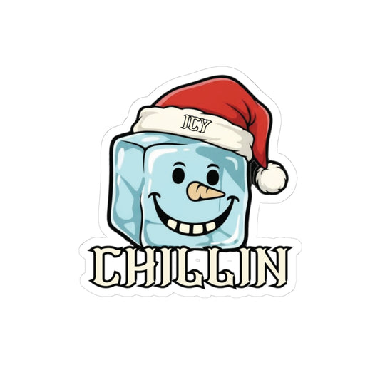Chillin' Icy Santa Kiss-Cut Stickers, Fun Holiday Decor, Cool Winter Vibe, Laptop Stickers, Gift for Ice Lovers, Christmas Stickers