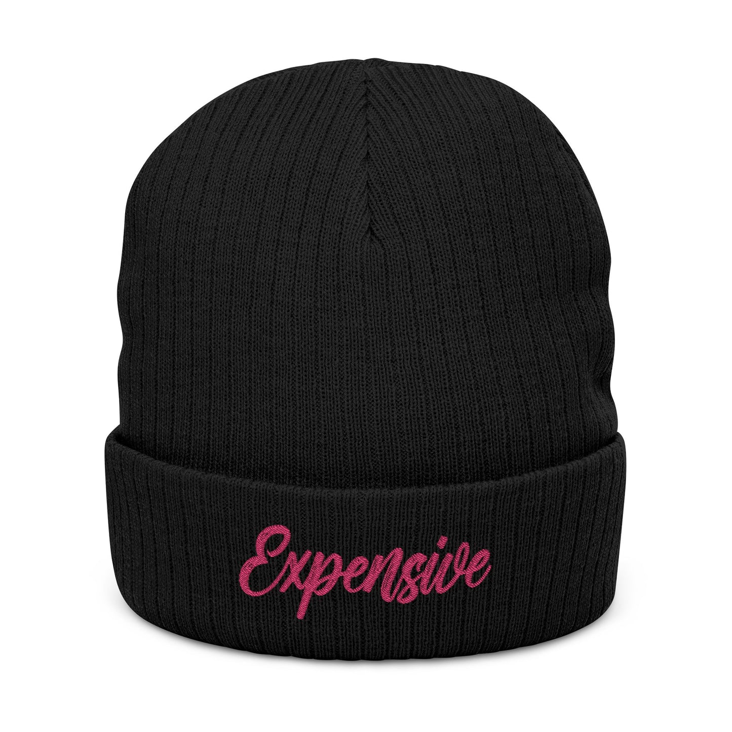 Stylish Ribbed Knit Beanie with 'EXPENSIVE' Embroidery, Cool Fashion Accessory, Gift for Him/Her, Winter Warmth, Trendy Beanie