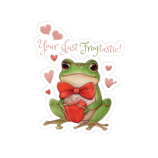 Frog Love Kiss-Cut Stickers, Adorable Frog Stickers, Cute Frog Gifts, Valentine's Day Decor, Fun Frog Art for Laptop