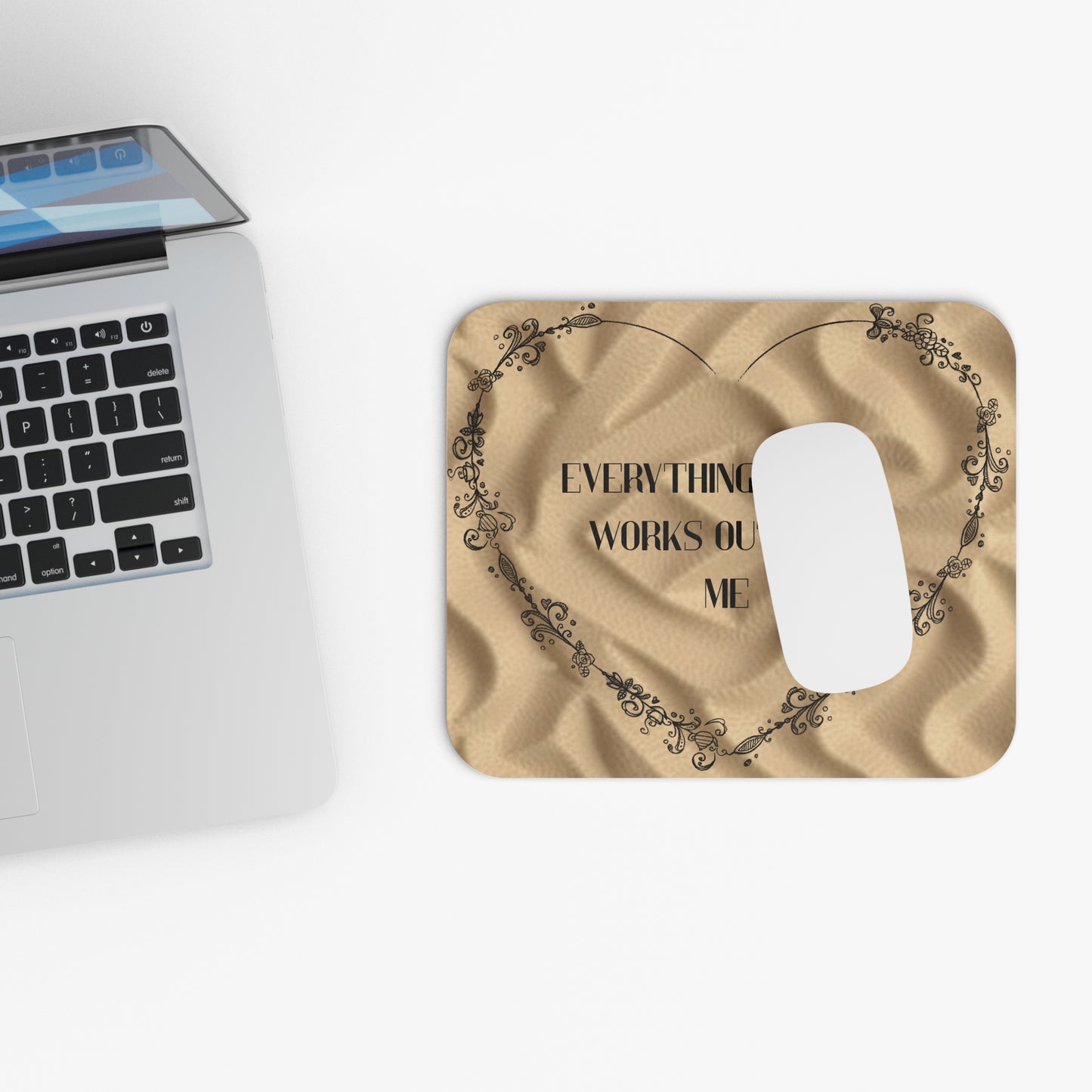Everything Always Works Out for Me Mouse Pad – Motivational Desk Accessory, Inspirational Gift, Office Decor