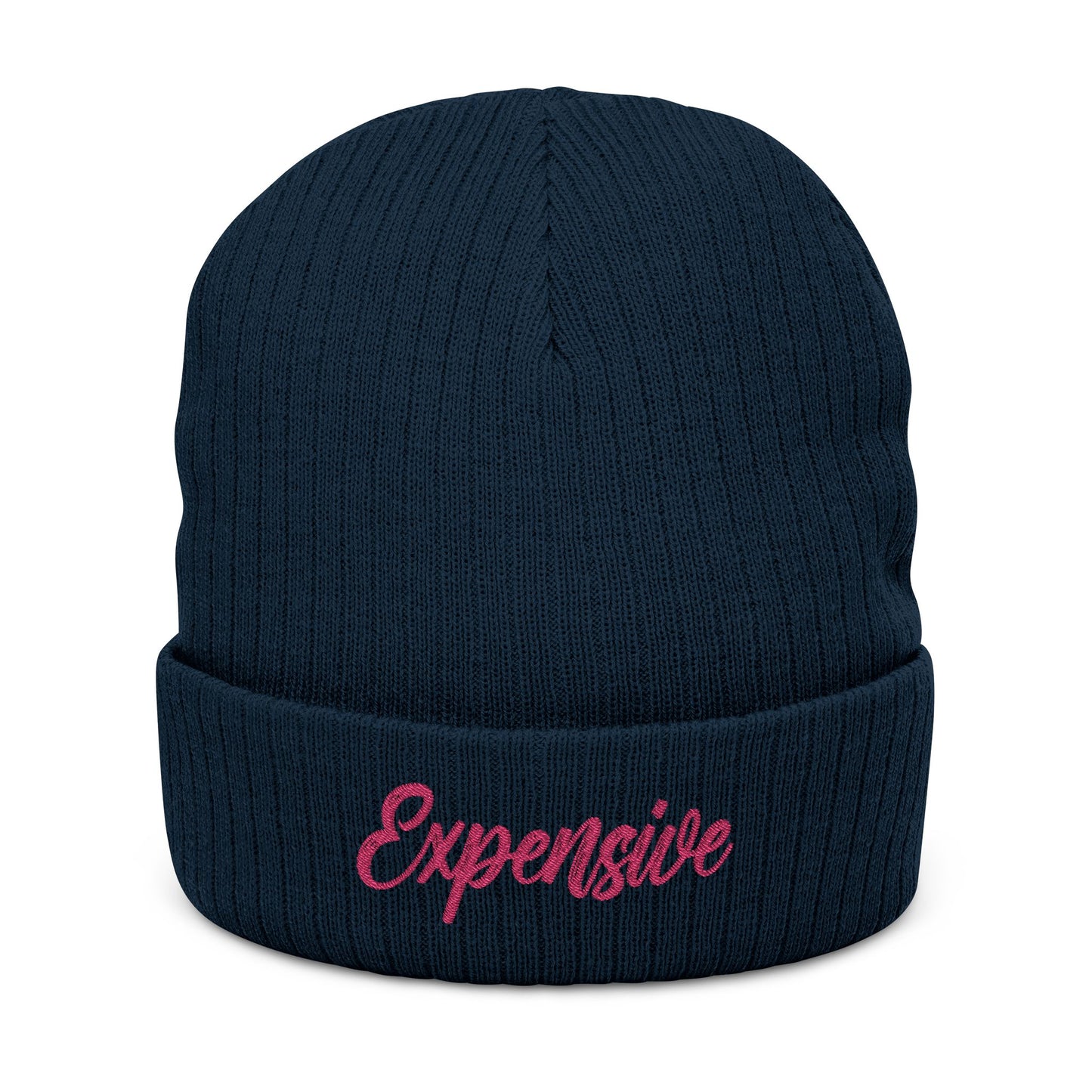Stylish Ribbed Knit Beanie with 'EXPENSIVE' Embroidery, Cool Fashion Accessory, Gift for Him/Her, Winter Warmth, Trendy Beanie