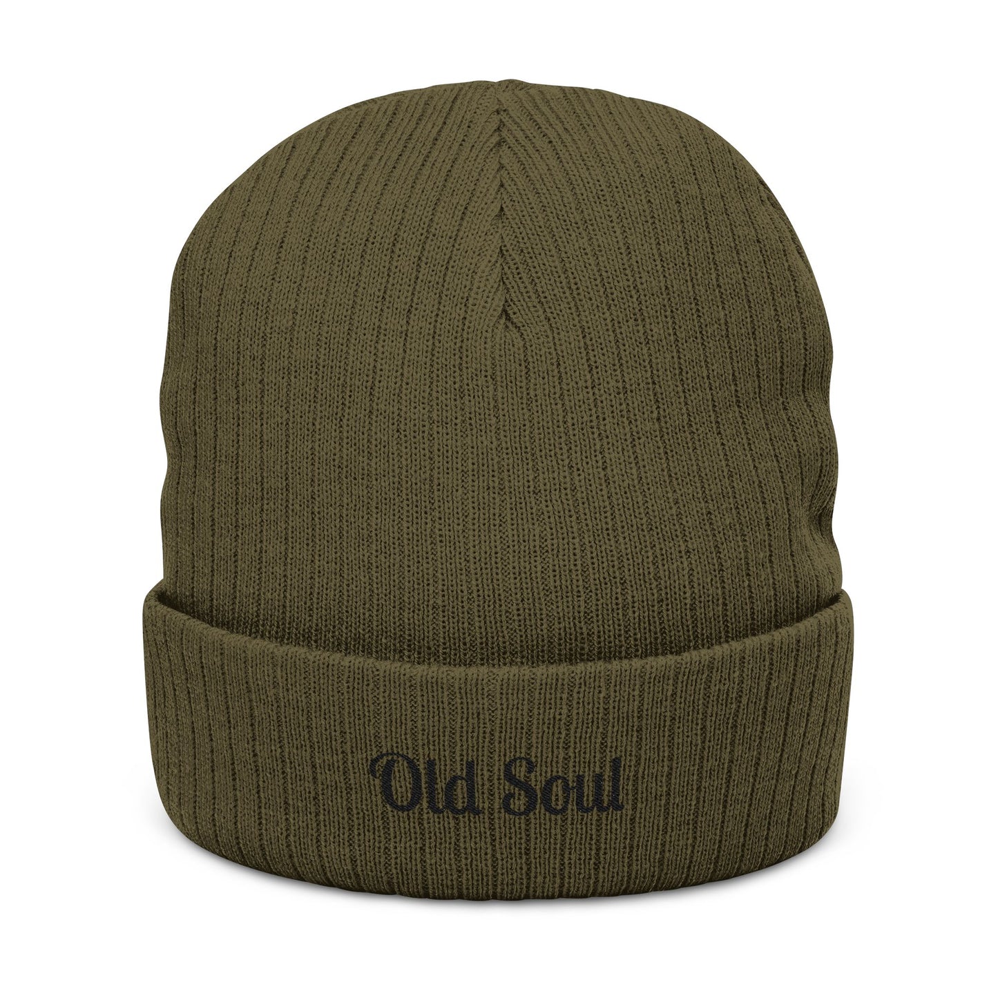 Old Soul Embroidered Ribbed Beanie – Cozy Winter Hat, Trendy Knit Accessory, Gift for Him or Her