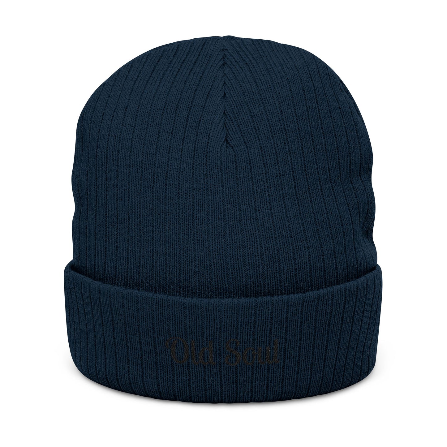 Old Soul Embroidered Ribbed Beanie – Cozy Winter Hat, Trendy Knit Accessory, Gift for Him or Her