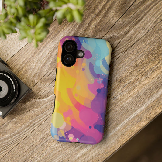 Colorful Abstract Phone Case - Dual-Layer Protection, Impact-Resistant Phone Cover, Unique Artistic Design, Wireless Charging Compatible
