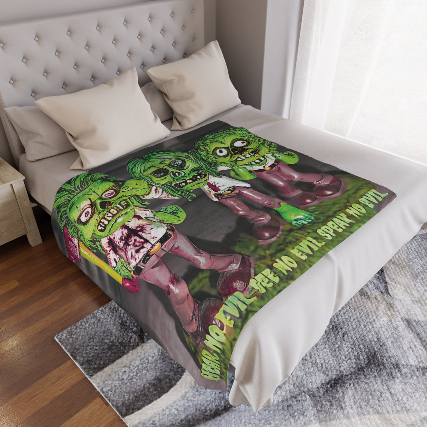 Zombie Theme Minky Blanket 50×60 — Soft Plush Throw for Halloween & Horror Lovers