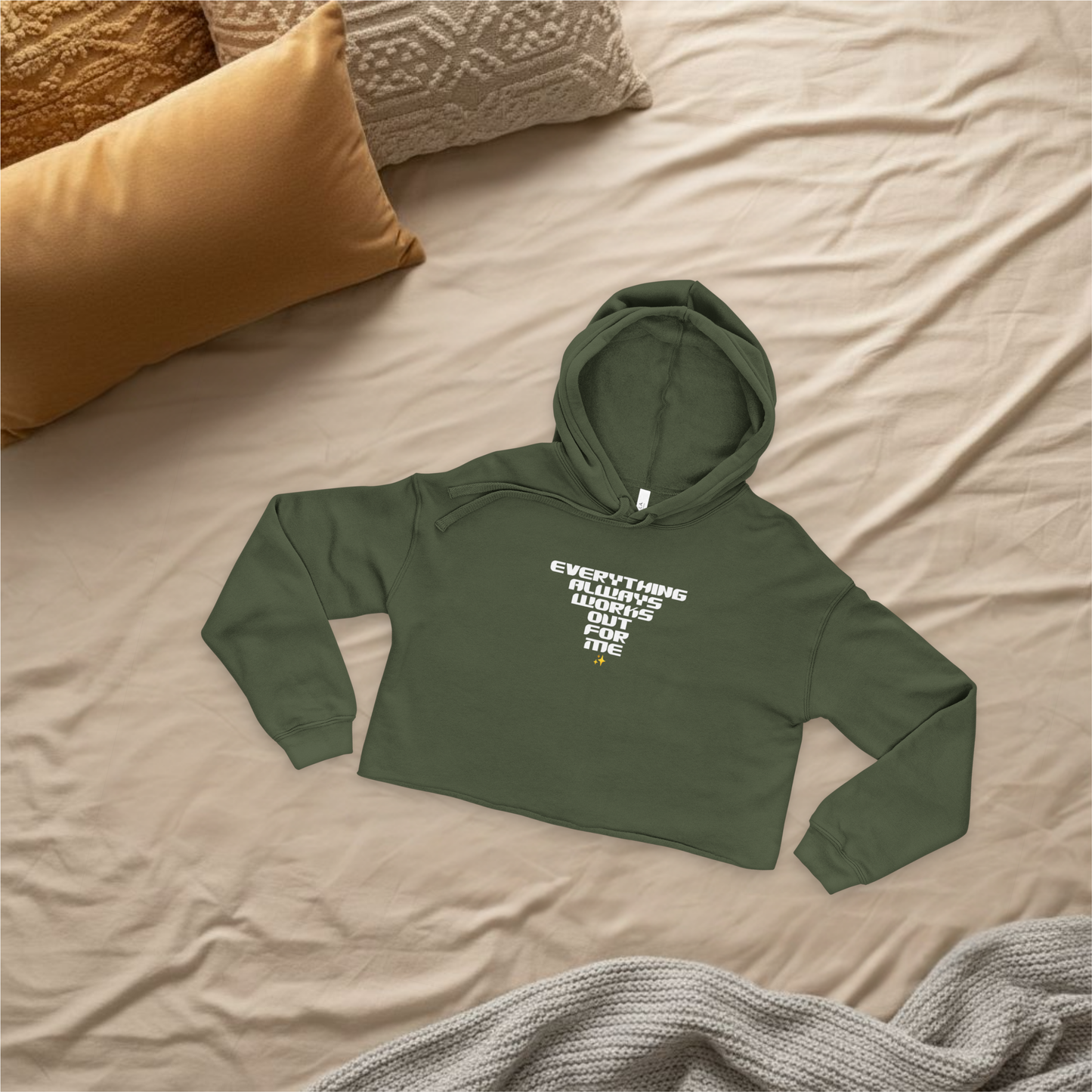 Everything Always Works Out Cropped Hoodie – Women's Trendy Sweatshirt, Casual Streetwear, Cozy Layer, Gift for Her