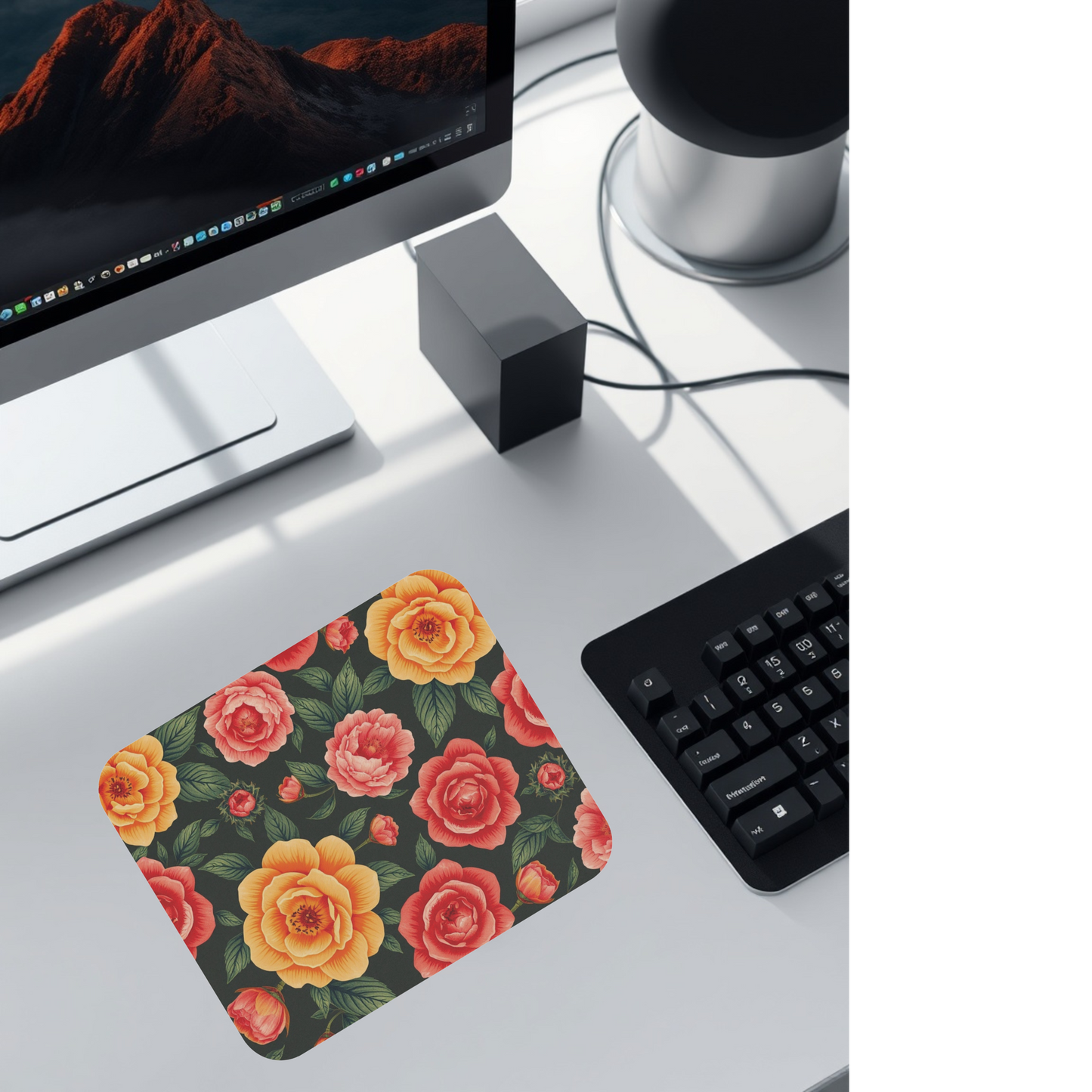 Floral Mouse Pad - Vibrant Rose Design, Office Decor, Gift for Her, Home Office Accessory, Computer Essentials