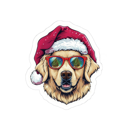 Festive Golden Retriever Stickers, Cute Dog Christmas Decorations, Holiday Laptop Decor, Gift for Dog Lovers, Pet Celebration Stickers