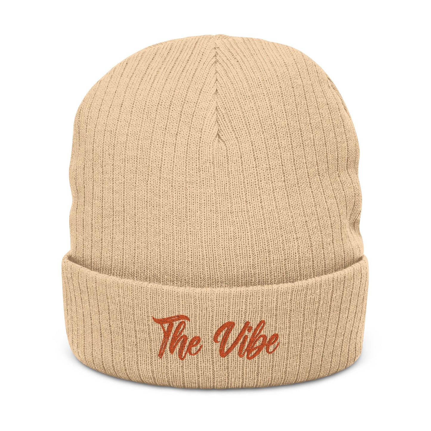 Beanie - 'The Vibe' Embroidered Ribbed Knit Beanie