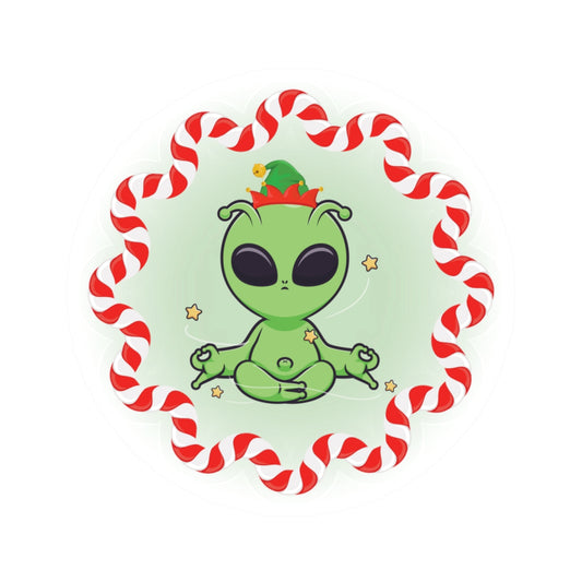 Festive Alien Kiss-Cut Stickers | Cute Holiday Decor, Gift for Sci-Fi Fans, Christmas Accessories, Laptop Decals, Fun Party Favors