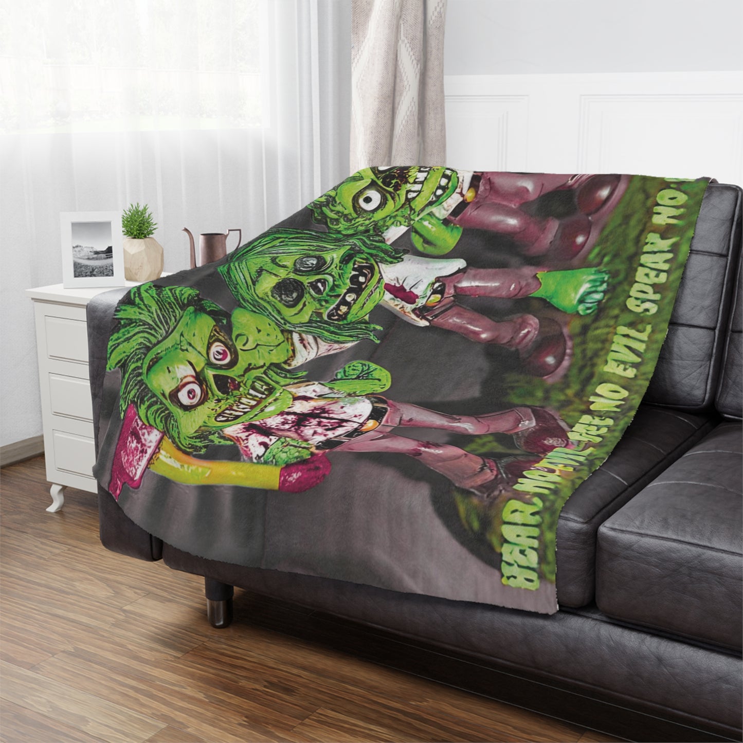 Zombie Theme Minky Blanket 50×60 — Soft Plush Throw for Halloween & Horror Lovers