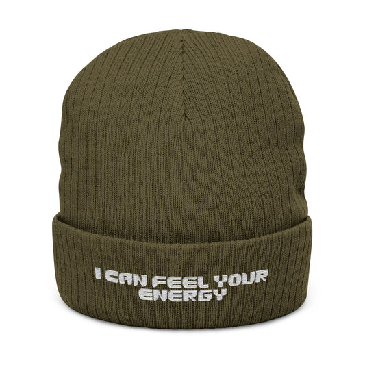 I Can Feel Your Energy Embroidered Beanie – Cozy Winter Hat, Casual Knit, Trendy Fashion Accessory, Gift for Him or Her