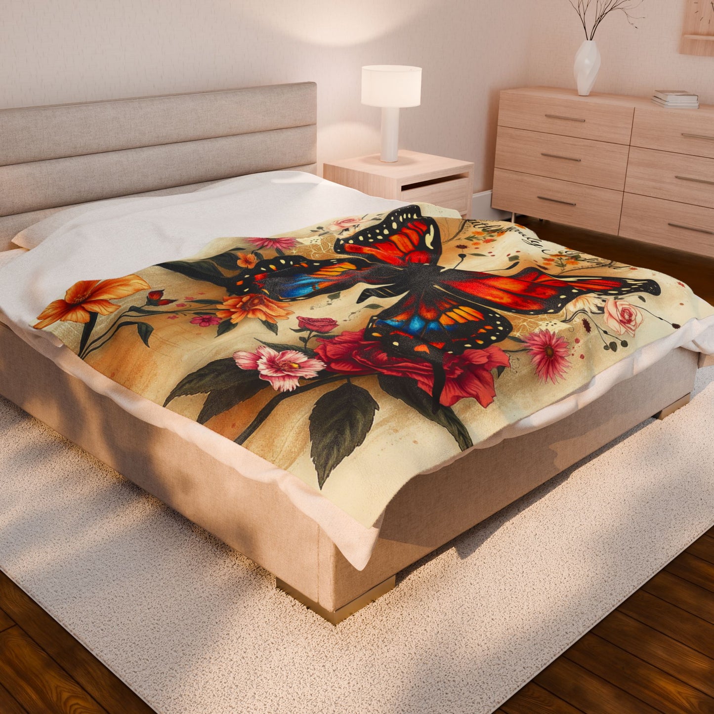 Floral Microfleece Blanket — “Authentically Inclined” Soft Plush Throw for Self-Care, Nursery & Inspirational Home Décor