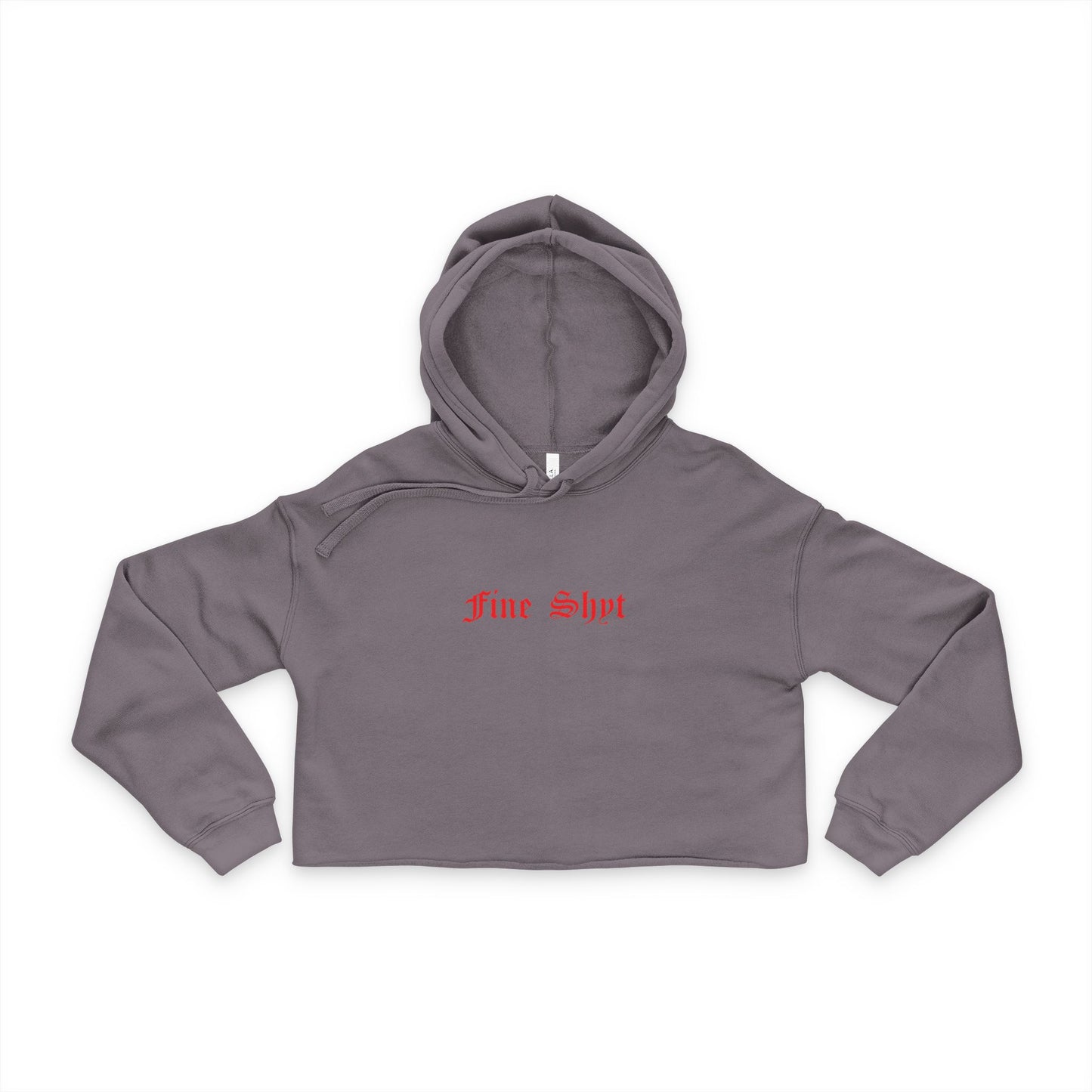 Fine Shyt Cropped Raw Hem Hoodie - Graphic Streetwear Pullover for Women