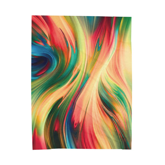 Vibrant Abstract Rainbow Swirl Velveteen Plush Blanket – Soft Colorful Throw for Artistic, Creative & Inspiring Home Décor