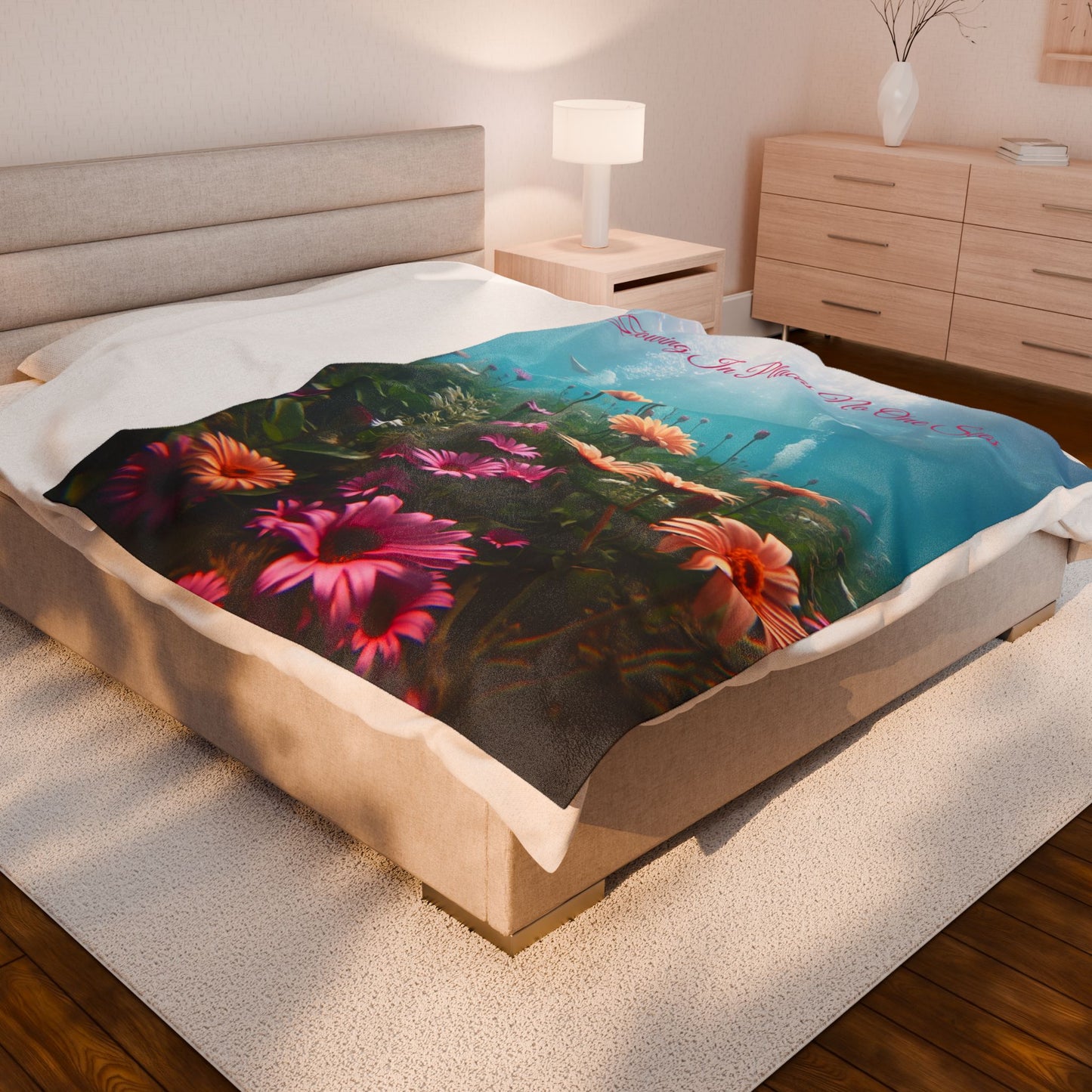 Floral Underwater Garden "Growing In Places No One Sees" Cozy Throw — Velveteen Plush Blanket