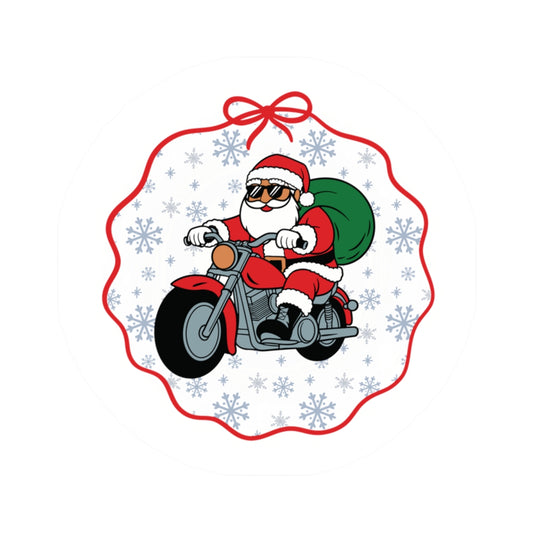 Santa Biker Kiss-Cut Stickers for Holiday Fun, Festive Decor, Gifts, Xmas Celebration, Humorous Stickers, Santa Gifts