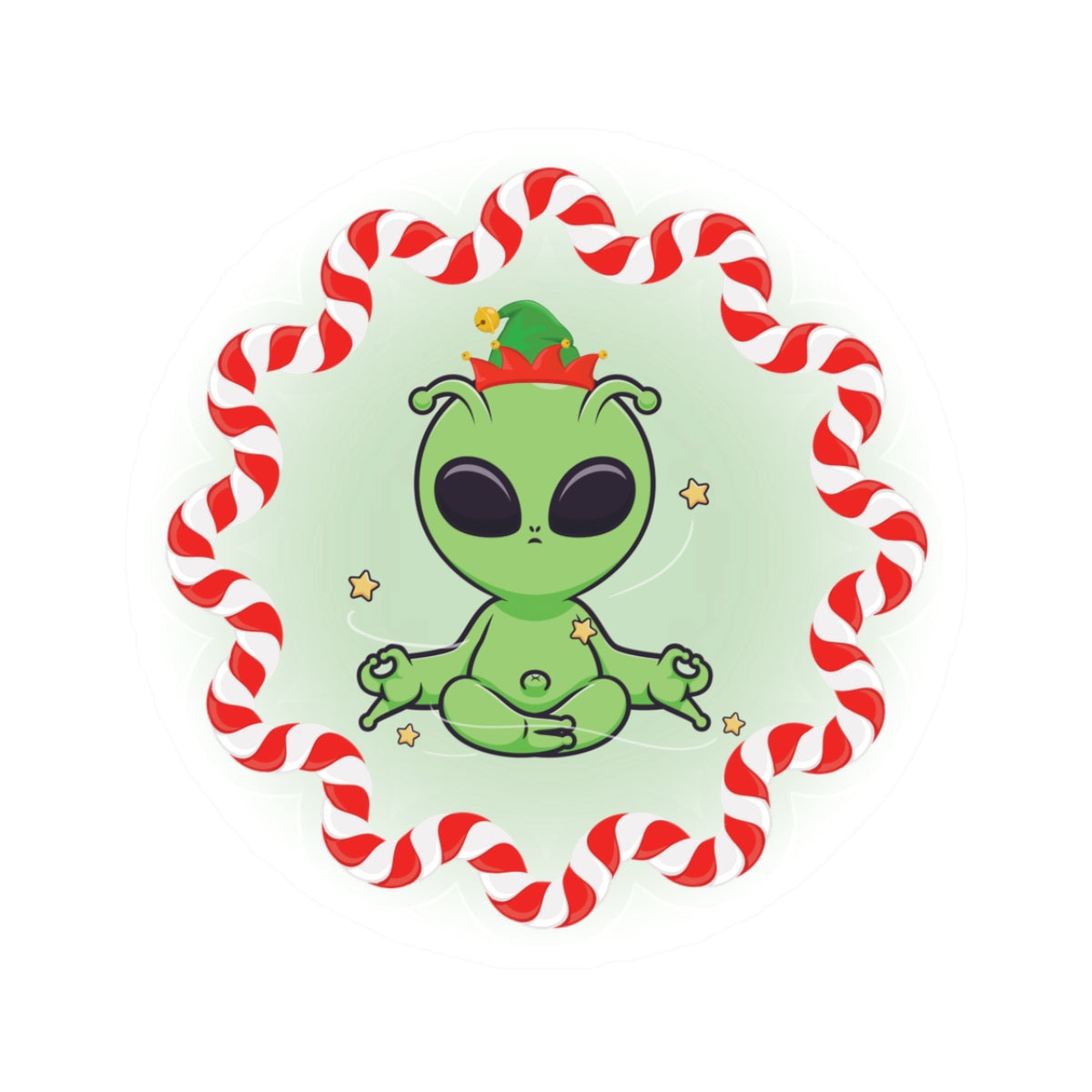 Festive Alien Kiss-Cut Stickers | Cute Holiday Decor, Gift for Sci-Fi Fans, Christmas Accessories, Laptop Decals, Fun Party Favors