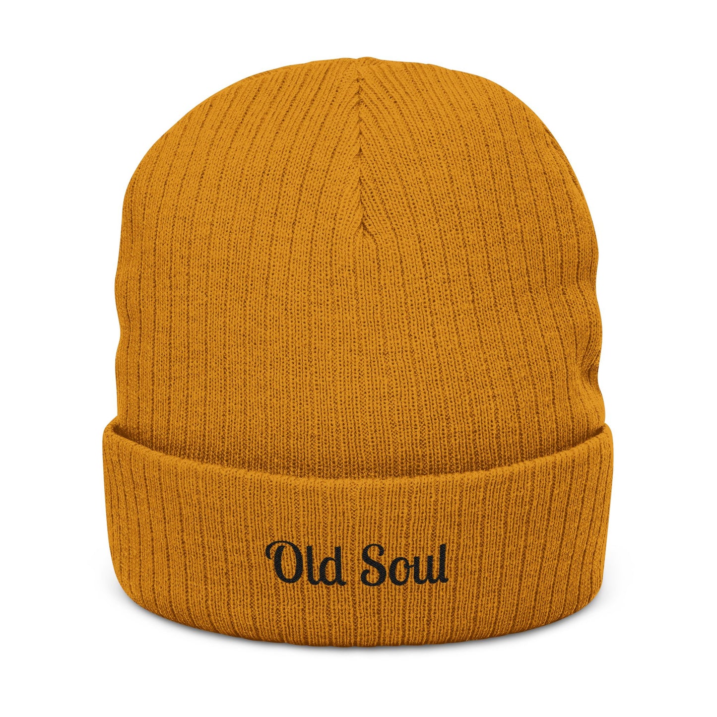 Old Soul Embroidered Ribbed Beanie – Cozy Winter Hat, Trendy Knit Accessory, Gift for Him or Her