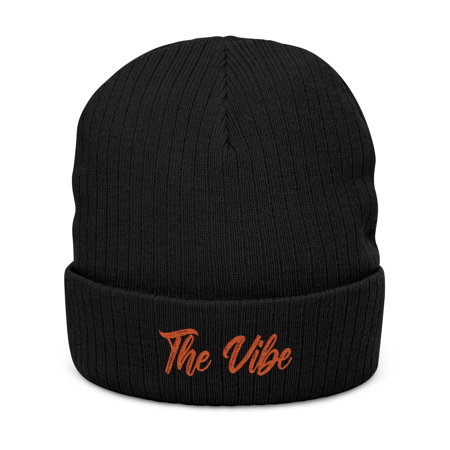 Beanie - 'The Vibe' Embroidered Ribbed Knit Beanie