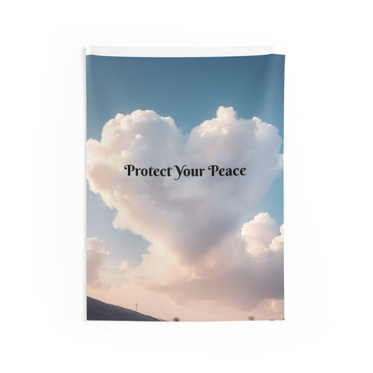 Protect Your Peace Wall Tapestry | Mindfulness Boho Wall Art for Yoga & Cozy Home