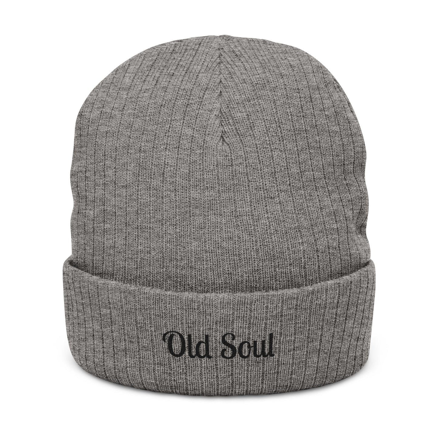 Old Soul Embroidered Ribbed Beanie – Cozy Winter Hat, Trendy Knit Accessory, Gift for Him or Her