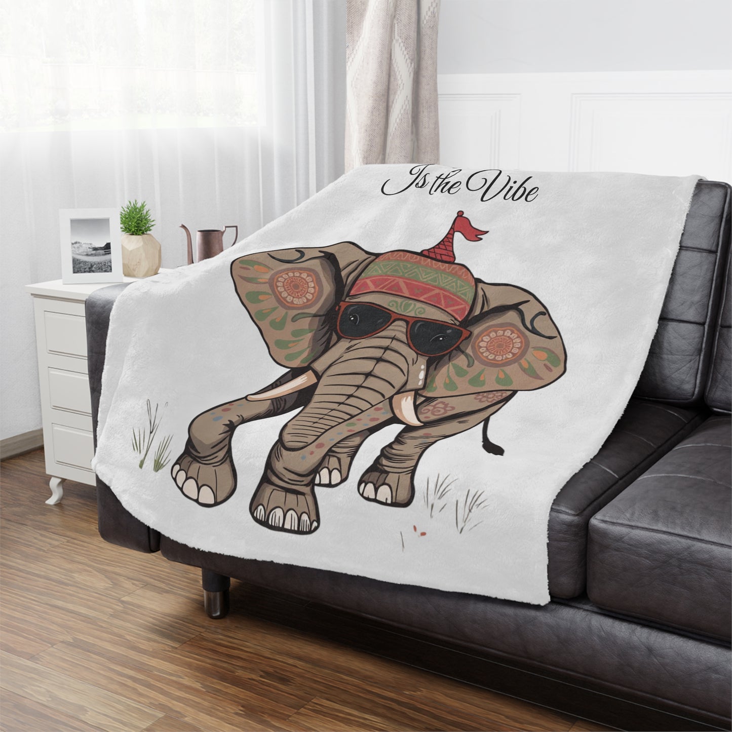 Authentic Is The Vibe Minky Blanket, 50x60 inches on couch — soft plush throw for living room décor by The Inner Horizon Collective