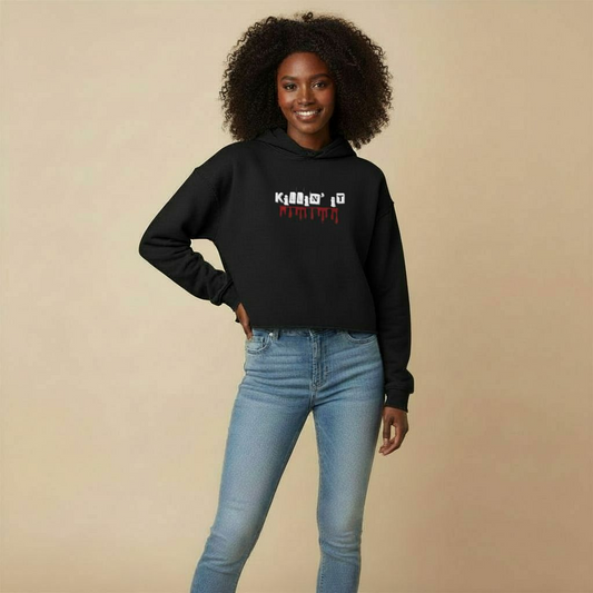 Killin’ It Cropped Raw Hem Hoodie — Trendy Women’s Streetwear Athleisure Sweatshirt for All Seasons