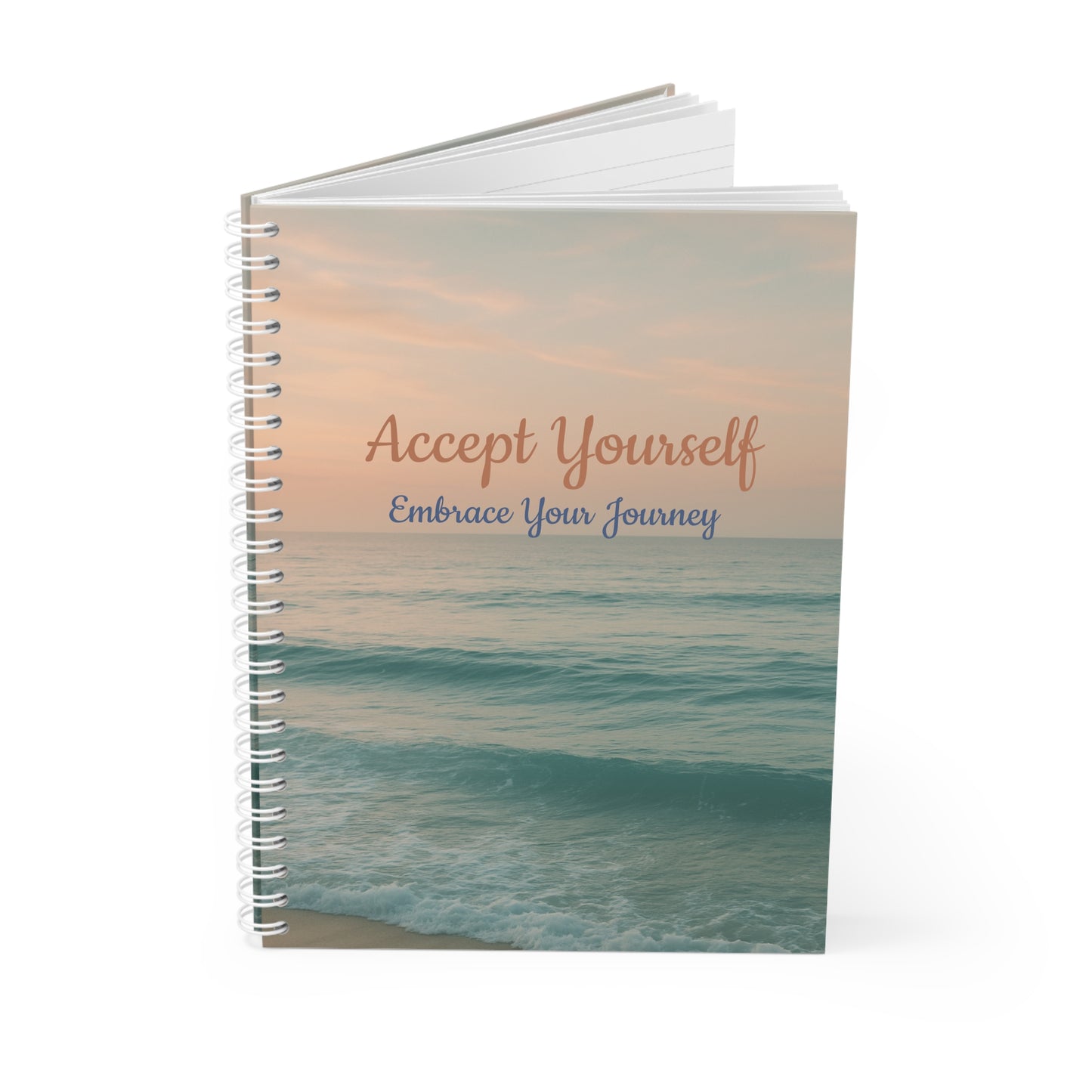 Front view of Accept Yourself Spiral Notebook — wide-ruled journal for notes, school, and self-expression by The Inner Horizon Collective