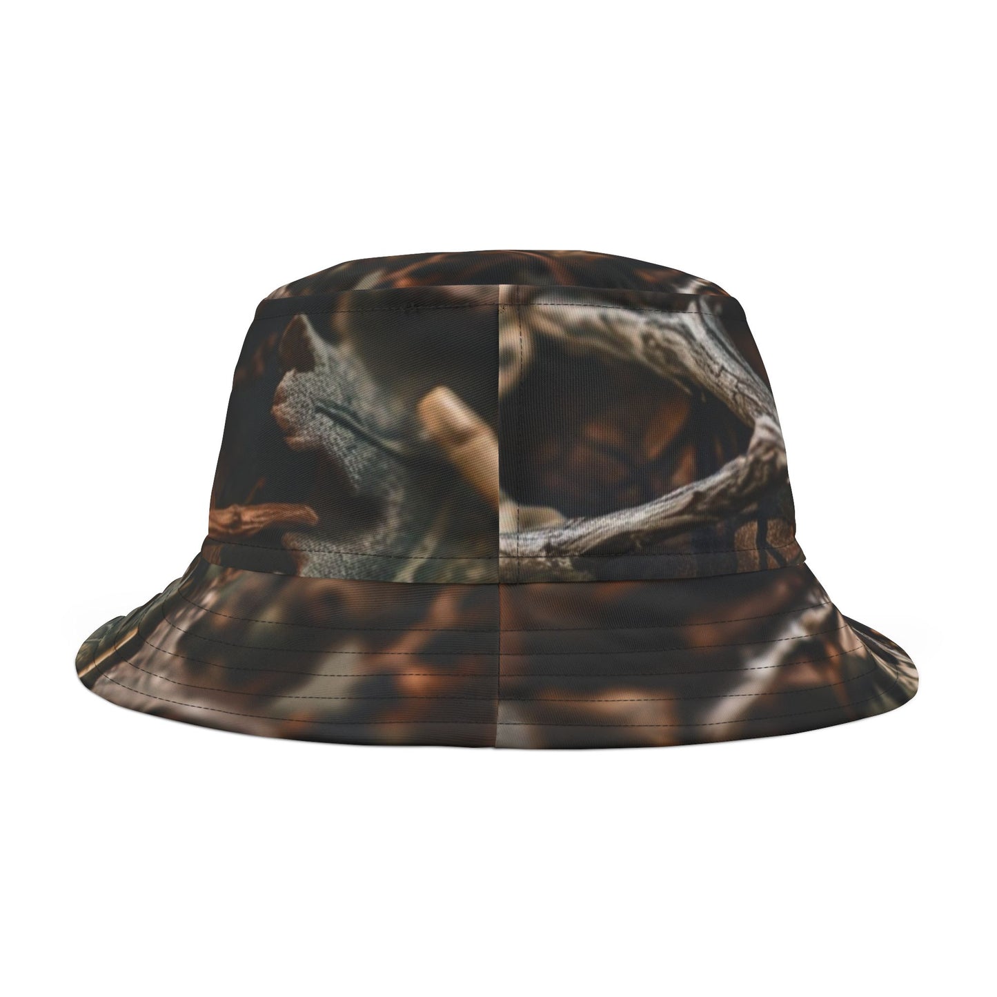 Rear view of Camouflage Bucket Hat — shows full pattern and adjustable strap, ideal for outdoor exploration