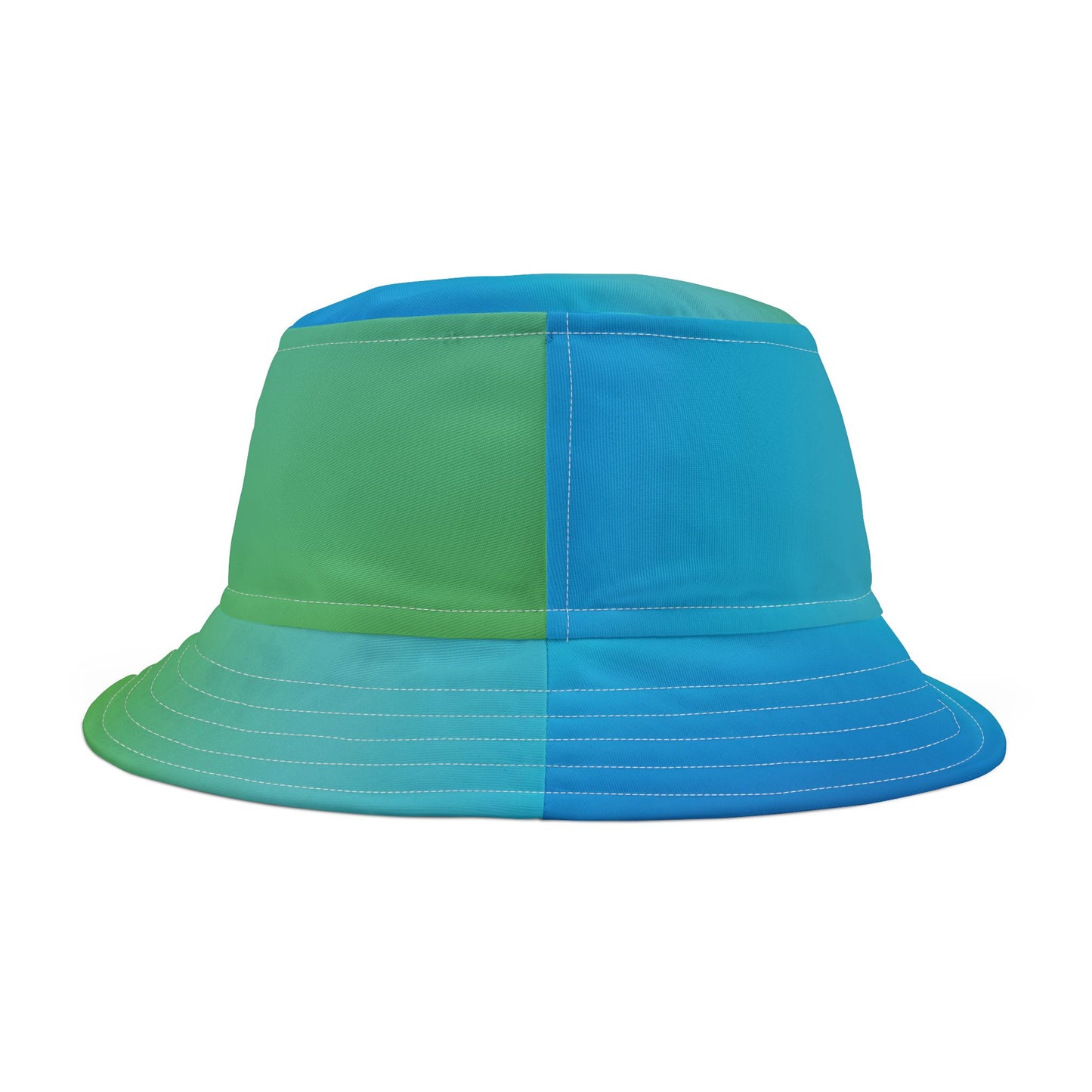 Back of Trendy AOP Bucket Hat — shows full print and adjustable back strap for unisex fit