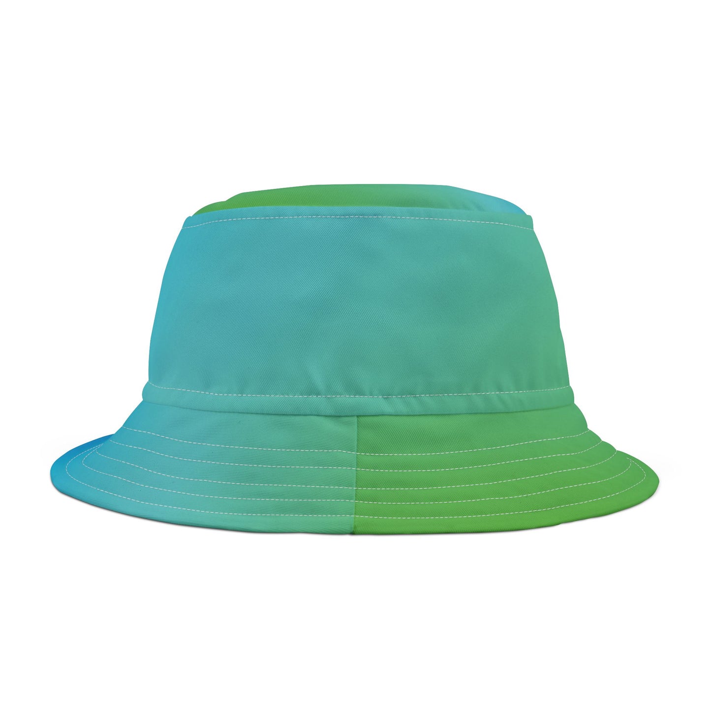 Front of Trendy AOP Bucket Hat — abstract print summer and beach hat for festival wear