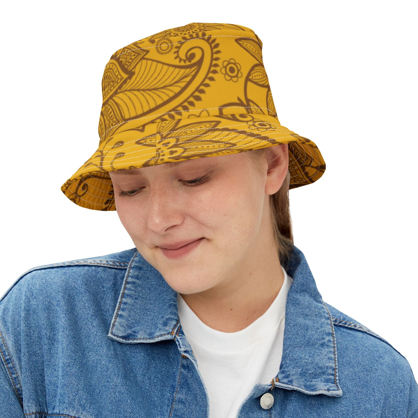 Yellow Floral Bucket Hat | Boho Chic Summer & Festival Hat – Unisex Stylish Sunwear