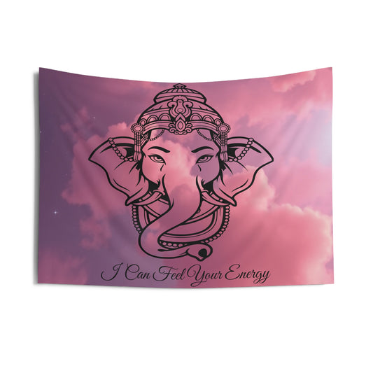 I Can Feel Your Energy Elephant Tapestry | Serene Boho Wall Art & Mindfulness Decor