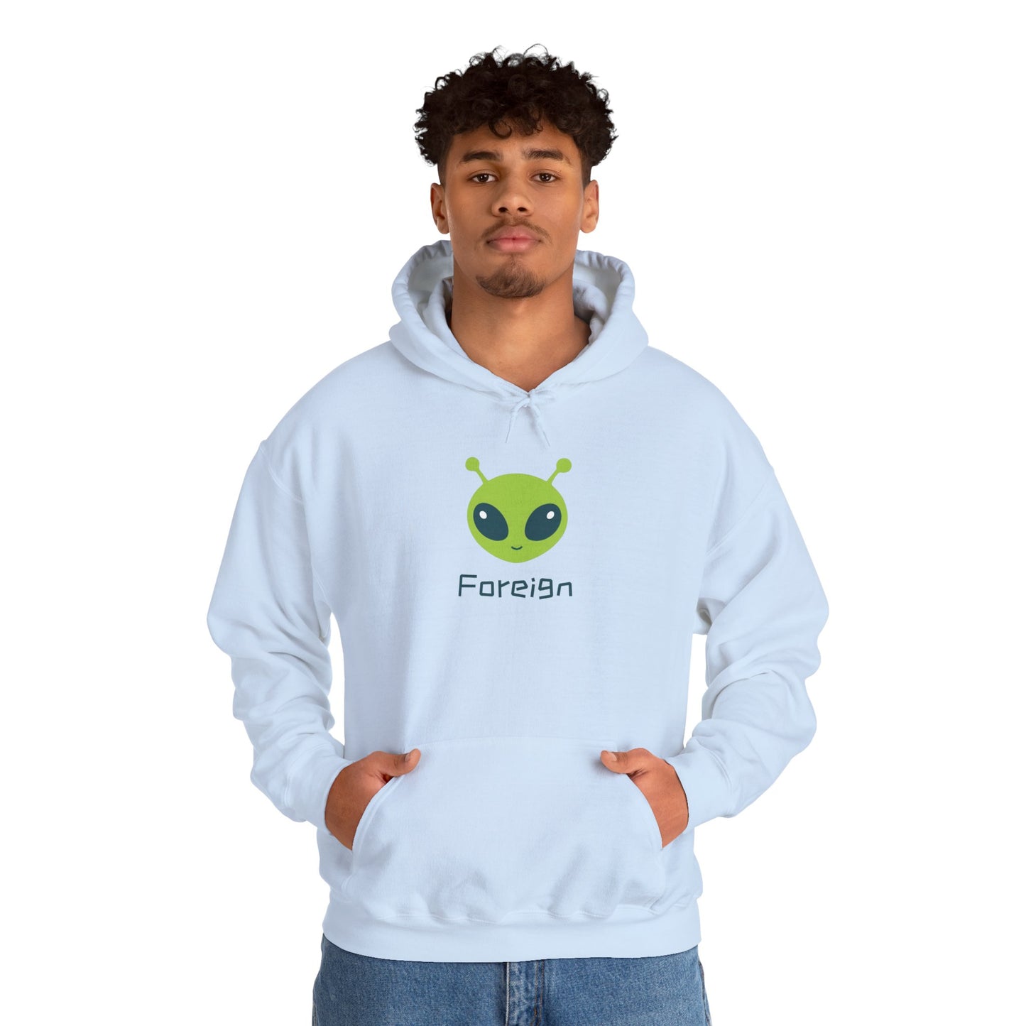 Alien Logo Hoodie — Retro Foreign UFO Graphic Sweatshirt