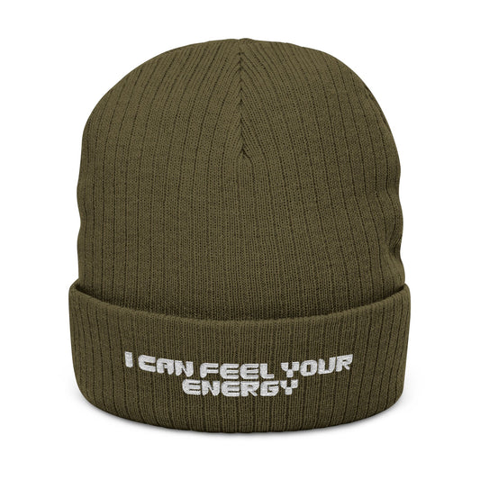 I Can Feel Your Energy Embroidered Beanie – Cozy Winter Hat, Casual Knit, Trendy Fashion Accessory, Gift for Him or Her