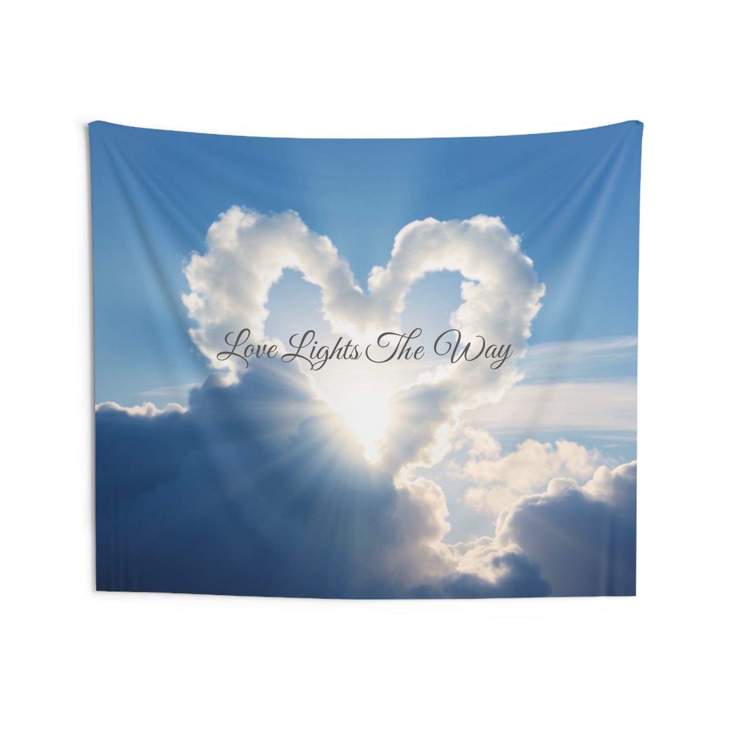 Love Lights The Way Tapestry | Cloud Heart Wall Art & Romantic Bedroom Decor