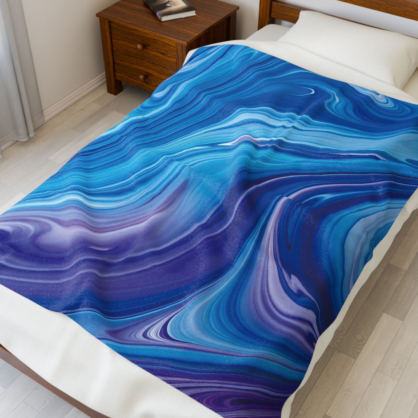 Blue & Purple Marble Velveteen Plush Blanket – Soft Modern Throw for Nurseries, Self-Care Spaces & Contemporary Home Décor