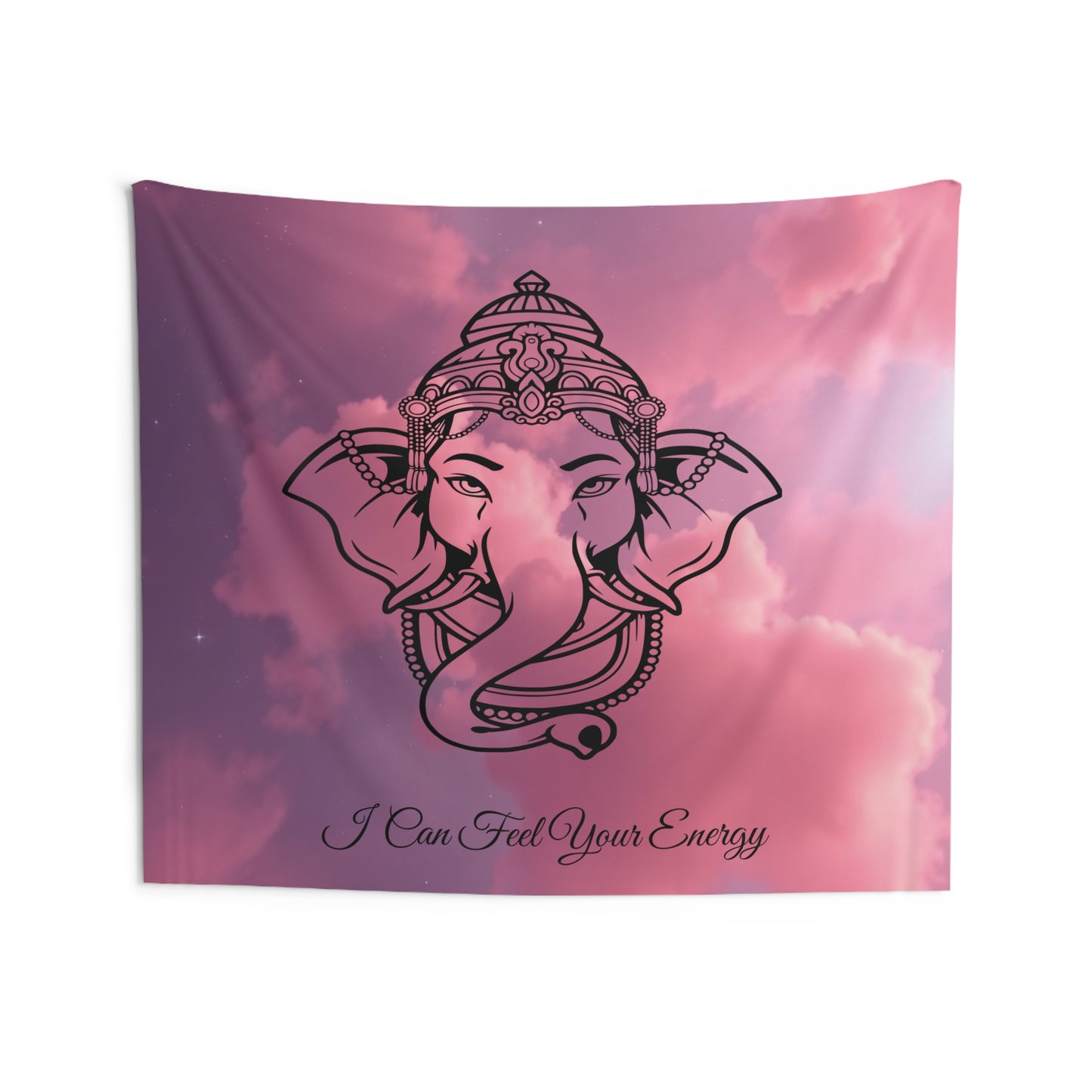 I Can Feel Your Energy Elephant Tapestry | Serene Boho Wall Art & Mindfulness Decor