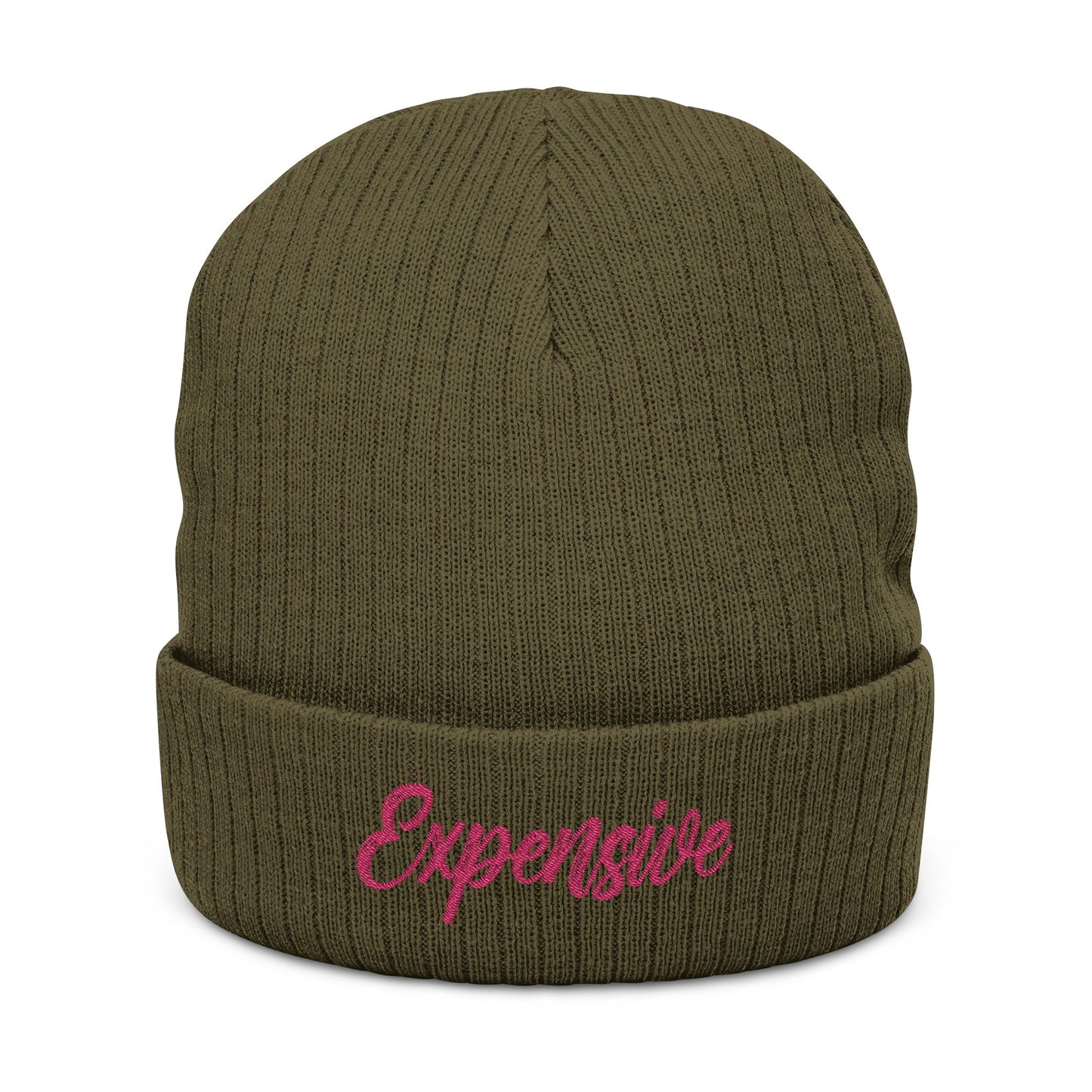 Stylish Ribbed Knit Beanie with 'EXPENSIVE' Embroidery, Cool Fashion Accessory, Gift for Him/Her, Winter Warmth, Trendy Beanie