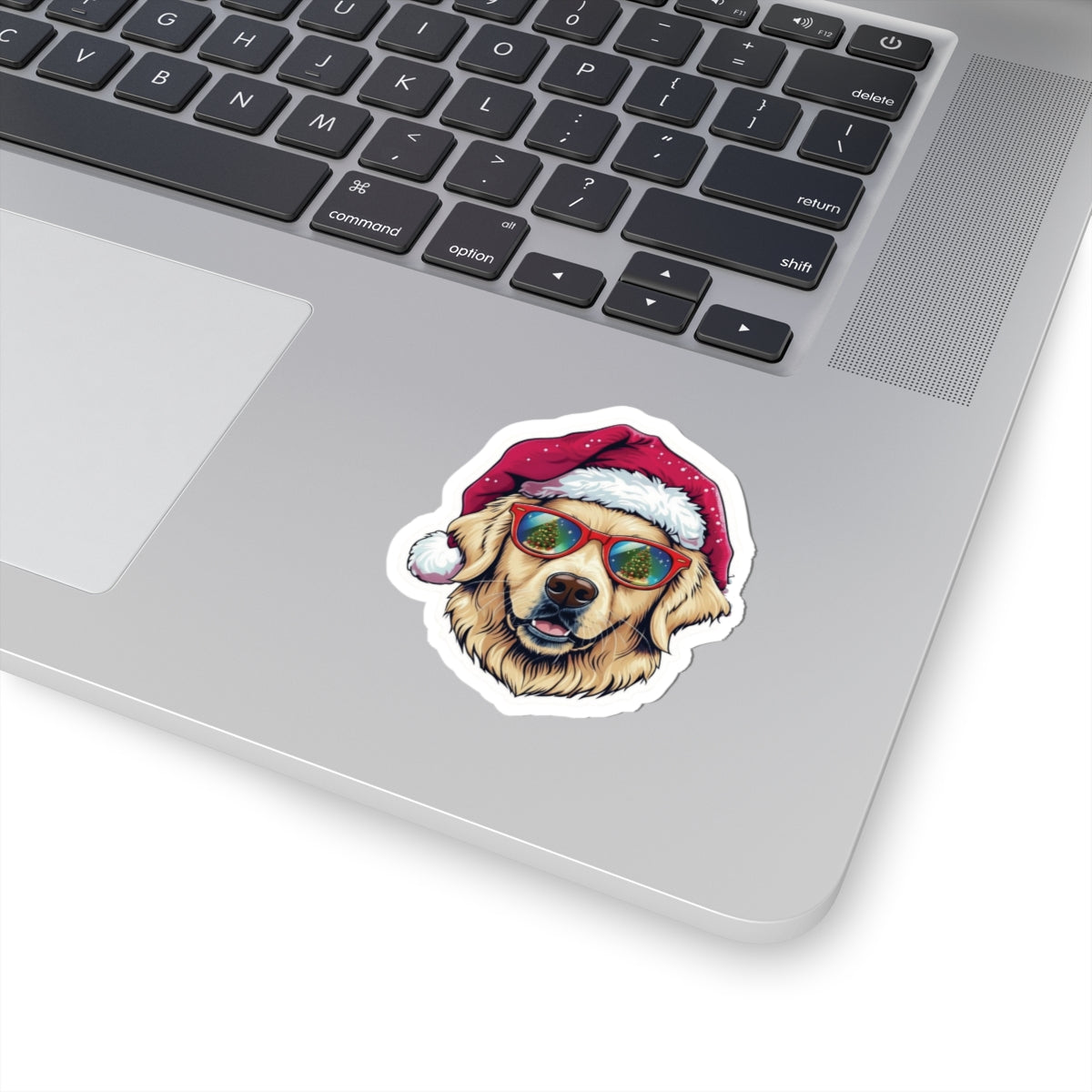 Festive Golden Retriever Stickers, Cute Dog Christmas Decorations, Holiday Laptop Decor, Gift for Dog Lovers, Pet Celebration Stickers