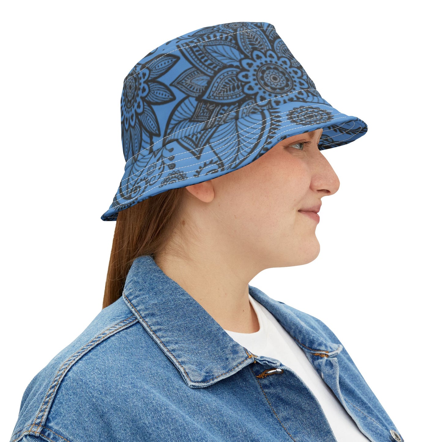 Blue Floral Bucket Hat | Unisex Summer & Festival Hat – Stylish Beachwear Sun Hat