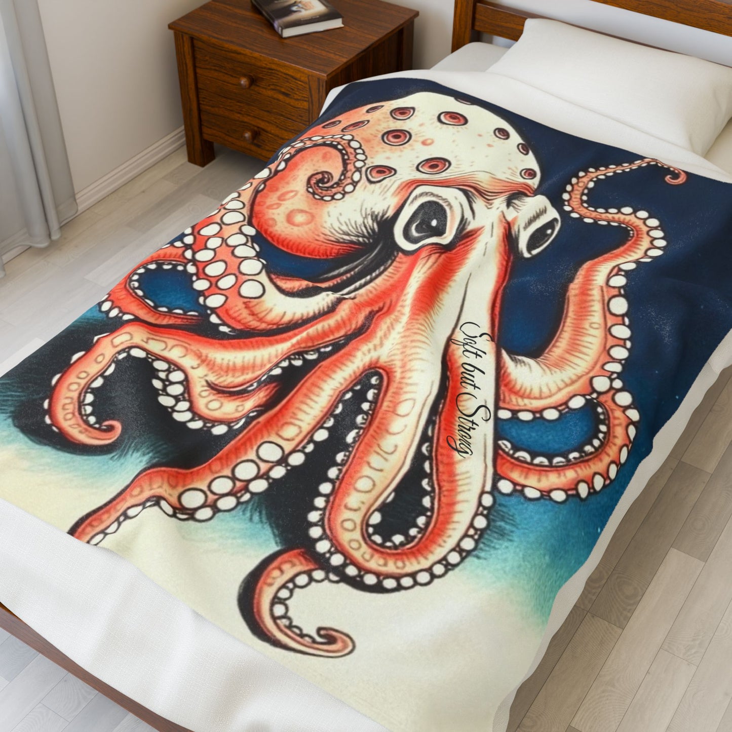 Soft But Strong Octopus Velveteen Plush Blanket — Cozy Ocean & Nautical Throw for Marine Life Lovers